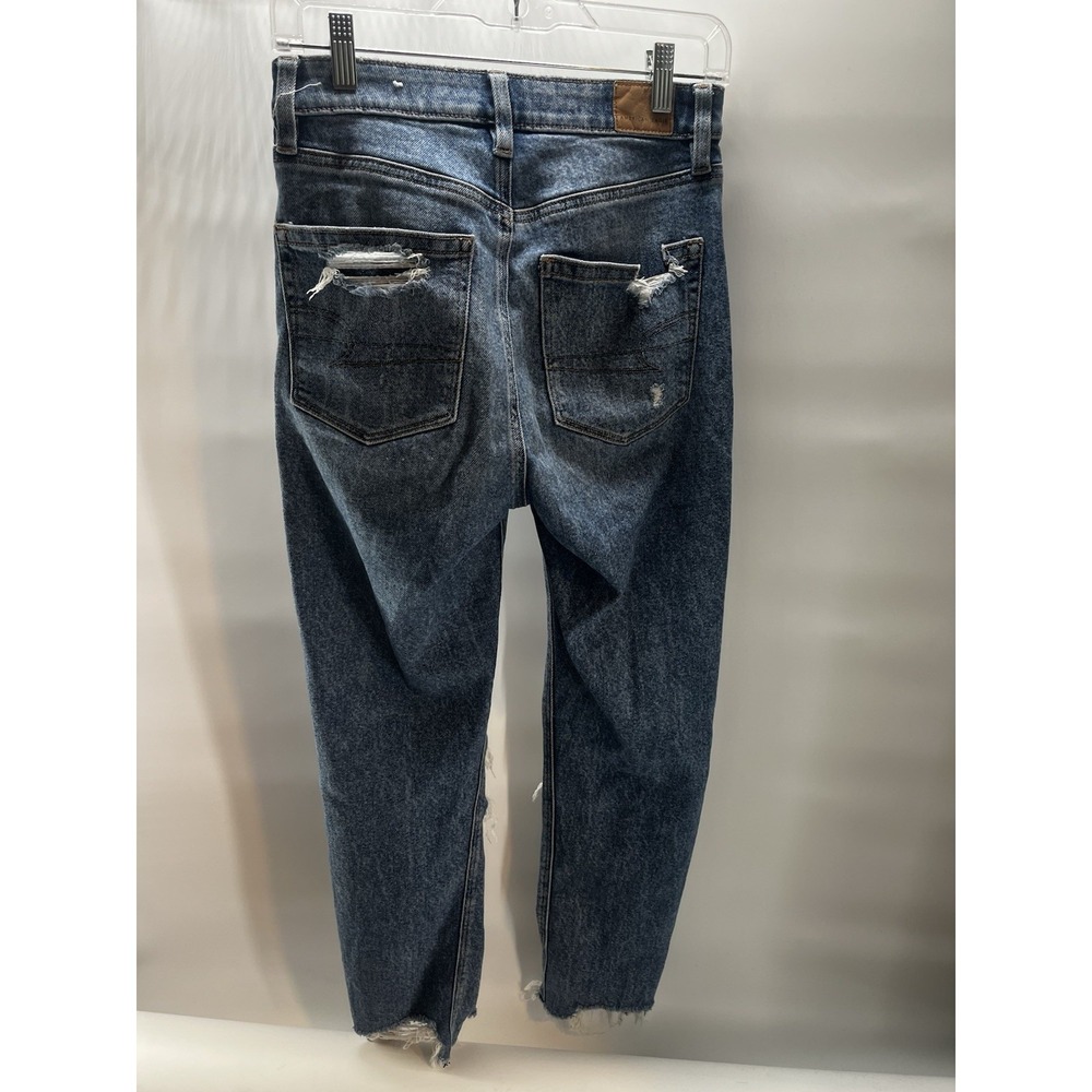American Eagle Womens Distressed Trashed Mom Jeans Size 2 Blue - Picture 3 of 9